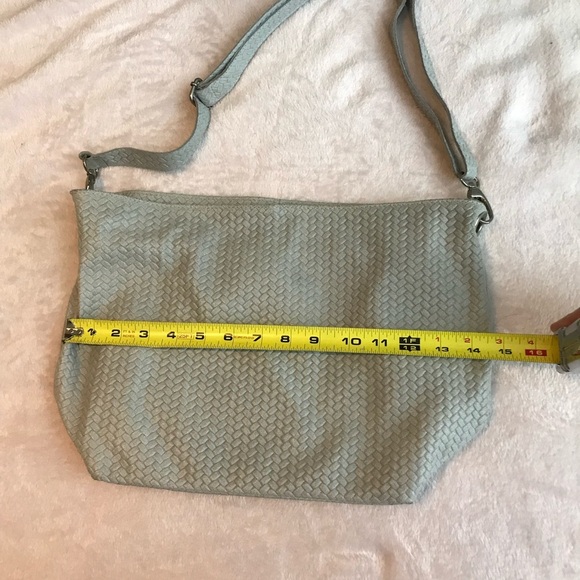 BORSE IN PELLE Genuine Leather Made in Italy Purse shoulder Bag Gray Woven - Picture 12 of 15